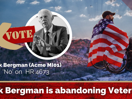 Jack Bergman votes against bipartisan bill that works to prevent Veteran suicide