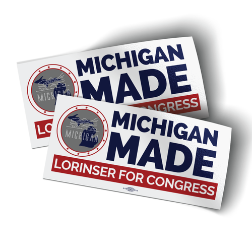 Michigan Made (6" x 2.85" Vinyl Sticker -- Pack of Two!)