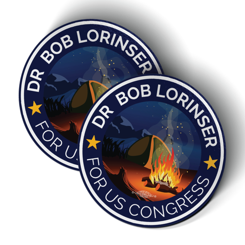Dr. Bob - Camping (3" x 3" Vinyl Sticker -- Pack of Two!)